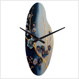 Blue Cherry Blossom Branch II - Asymmetric Metal Wall Clock
