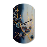 Blue Cherry Blossom Branch II - Asymmetric Metal Wall Clock