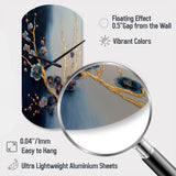 Blue Cherry Blossom Branch II - Asymmetric Metal Wall Clock