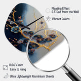 Blue Cherry Blossom Branch II - Asymmetric Metal Wall Clock