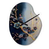 Blue Cherry Blossom Branch II - Asymmetric Metal Wall Clock