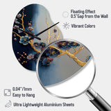 Blue Cherry Blossom Branch II - Asymmetric Metal Wall Clock