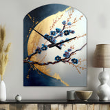 Blue Cherry Blossom Branch IV - Asymmetric Metal Wall Clock