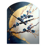 Blue Cherry Blossom Branch IV - Asymmetric Metal Wall Clock
