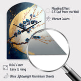 Blue Cherry Blossom Branch IV - Asymmetric Metal Wall Clock