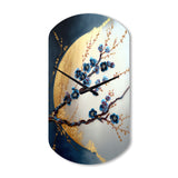 Blue Cherry Blossom Branch IV - Asymmetric Metal Wall Clock
