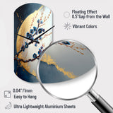 Blue Cherry Blossom Branch IV - Asymmetric Metal Wall Clock