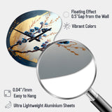 Blue Cherry Blossom Branch IV - Asymmetric Metal Wall Clock