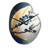 Blue Cherry Blossom Branch IV - Asymmetric Metal Wall Clock