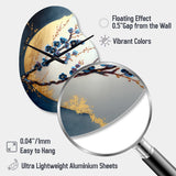Blue Cherry Blossom Branch IV - Asymmetric Metal Wall Clock