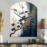 Blue Cherry Blossom Branch V - Asymmetric Metal Wall Clock