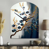 Blue Cherry Blossom Branch V - Asymmetric Metal Wall Clock