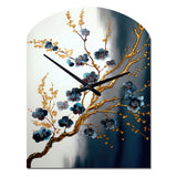 Blue Cherry Blossom Branch V - Asymmetric Metal Wall Clock