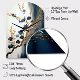 Blue Cherry Blossom Branch V - Asymmetric Metal Wall Clock