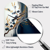 Blue Cherry Blossom Branch V - Asymmetric Metal Wall Clock