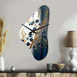 Blue Cherry Blossom Branch V - Asymmetric Metal Wall Clock