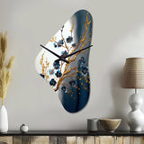 Blue Cherry Blossom Branch V - Asymmetric Metal Wall Clock