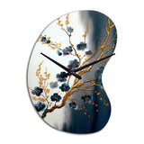 Blue Cherry Blossom Branch V - Asymmetric Metal Wall Clock