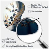 Blue Cherry Blossom Branch V - Asymmetric Metal Wall Clock