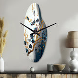 Blue Cherry Blossom Branch V - Asymmetric Metal Wall Clock