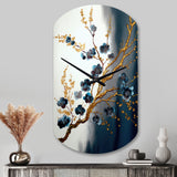 Blue Cherry Blossom Branch V - Asymmetric Metal Wall Clock