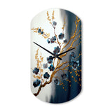 Blue Cherry Blossom Branch V - Asymmetric Metal Wall Clock