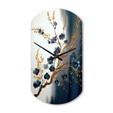 Blue Cherry Blossom Branch V - Asymmetric Metal Wall Clock