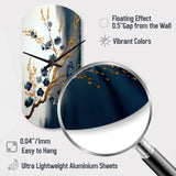 Blue Cherry Blossom Branch V - Asymmetric Metal Wall Clock