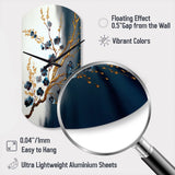 Blue Cherry Blossom Branch V - Asymmetric Metal Wall Clock