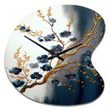 Blue Cherry Blossom Branch V - Asymmetric Metal Wall Clock