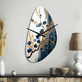 Blue Cherry Blossom Branch V - Asymmetric Metal Wall Clock