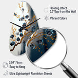 Blue Cherry Blossom Branch V - Asymmetric Metal Wall Clock