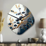 Blue Cherry Blossom Branch V - Asymmetric Metal Wall Clock