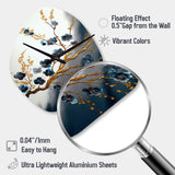 Blue Cherry Blossom Branch V - Asymmetric Metal Wall Clock