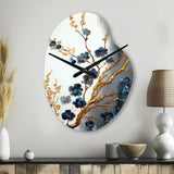 Blue Cherry Blossom Branch V - Asymmetric Metal Wall Clock