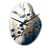 Blue Cherry Blossom Branch V - Asymmetric Metal Wall Clock