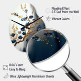 Blue Cherry Blossom Branch V - Asymmetric Metal Wall Clock