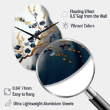 Blue Cherry Blossom Branch V - Asymmetric Metal Wall Clock