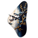 Blue Cherry Blossom Branch VI - Asymmetric Metal Wall Clock