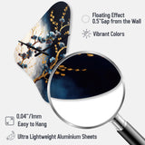 Blue Cherry Blossom Branch VI - Asymmetric Metal Wall Clock