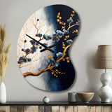 Blue Cherry Blossom Branch VI - Asymmetric Metal Wall Clock
