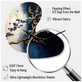 Blue Cherry Blossom Branch VI - Asymmetric Metal Wall Clock