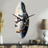 Blue Cherry Blossom Branch VI - Asymmetric Metal Wall Clock