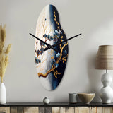 Blue Cherry Blossom Branch VI - Asymmetric Metal Wall Clock
