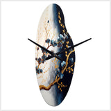 Blue Cherry Blossom Branch VI - Asymmetric Metal Wall Clock