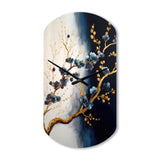 Blue Cherry Blossom Branch VI - Asymmetric Metal Wall Clock