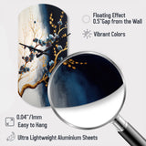 Blue Cherry Blossom Branch VI - Asymmetric Metal Wall Clock