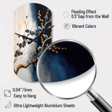 Blue Cherry Blossom Branch VI - Asymmetric Metal Wall Clock
