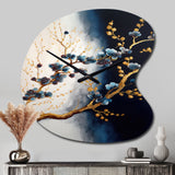 Blue Cherry Blossom Branch VI - Asymmetric Metal Wall Clock
