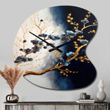 Blue Cherry Blossom Branch VI - Asymmetric Metal Wall Clock